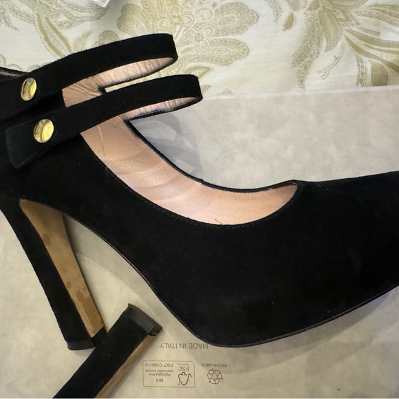 Kate Spade Nara Double Strap Mary Jane Black Suede Heels Size 6 - Picture 9 of 12